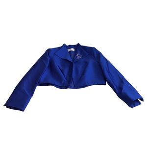 Lily & Taylor Blue Satin Blazer & Sheath Sleeveless Top 2 Piece New Size 14